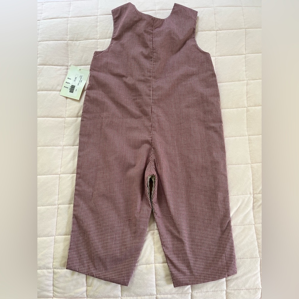 NEW Fall Leaves Red Check Smocked Acorn Longall Jon Jon Size 24 months - Picture 7 of 7